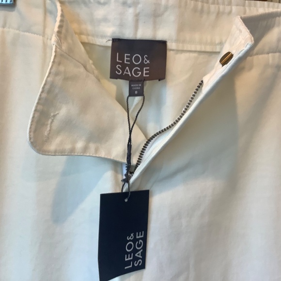 Leo & Sage Womens White Cotton Ankle Pants Wide Leg Fringe Pockets Size 8 NWT - Picture 7 of 8